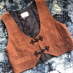 Vintage French Cropped Brown/Black Quilt Vest